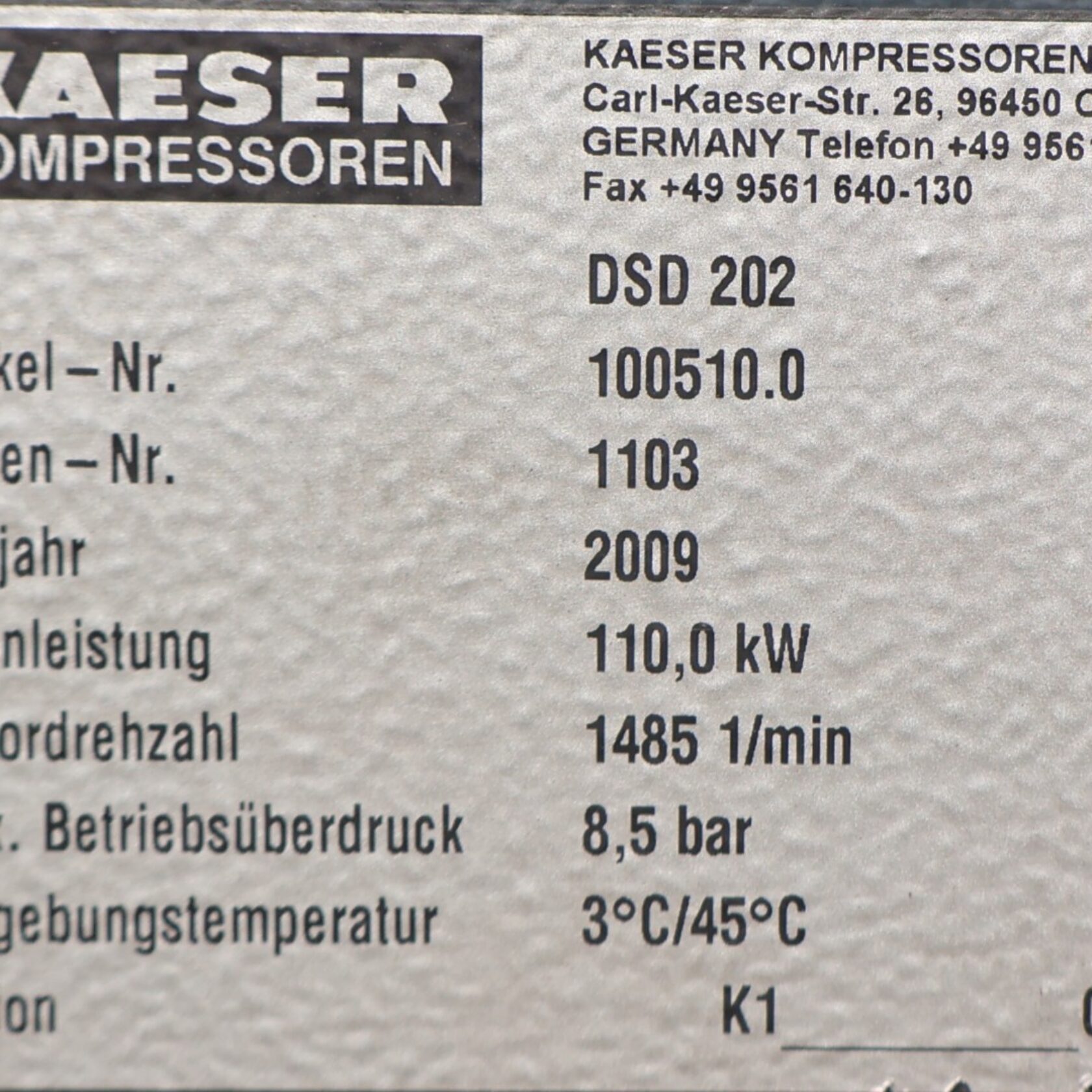 010650 Kaeser DSD 202 DSD202 20a
