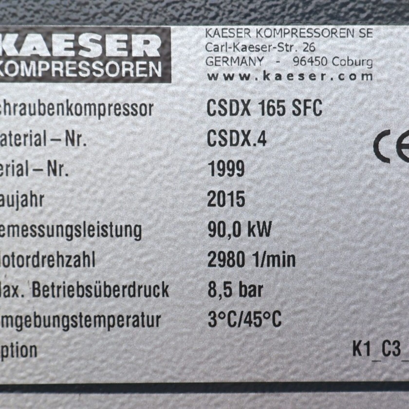 010936 Kaeser CSDX 165 SFC CSDX165SFC 20