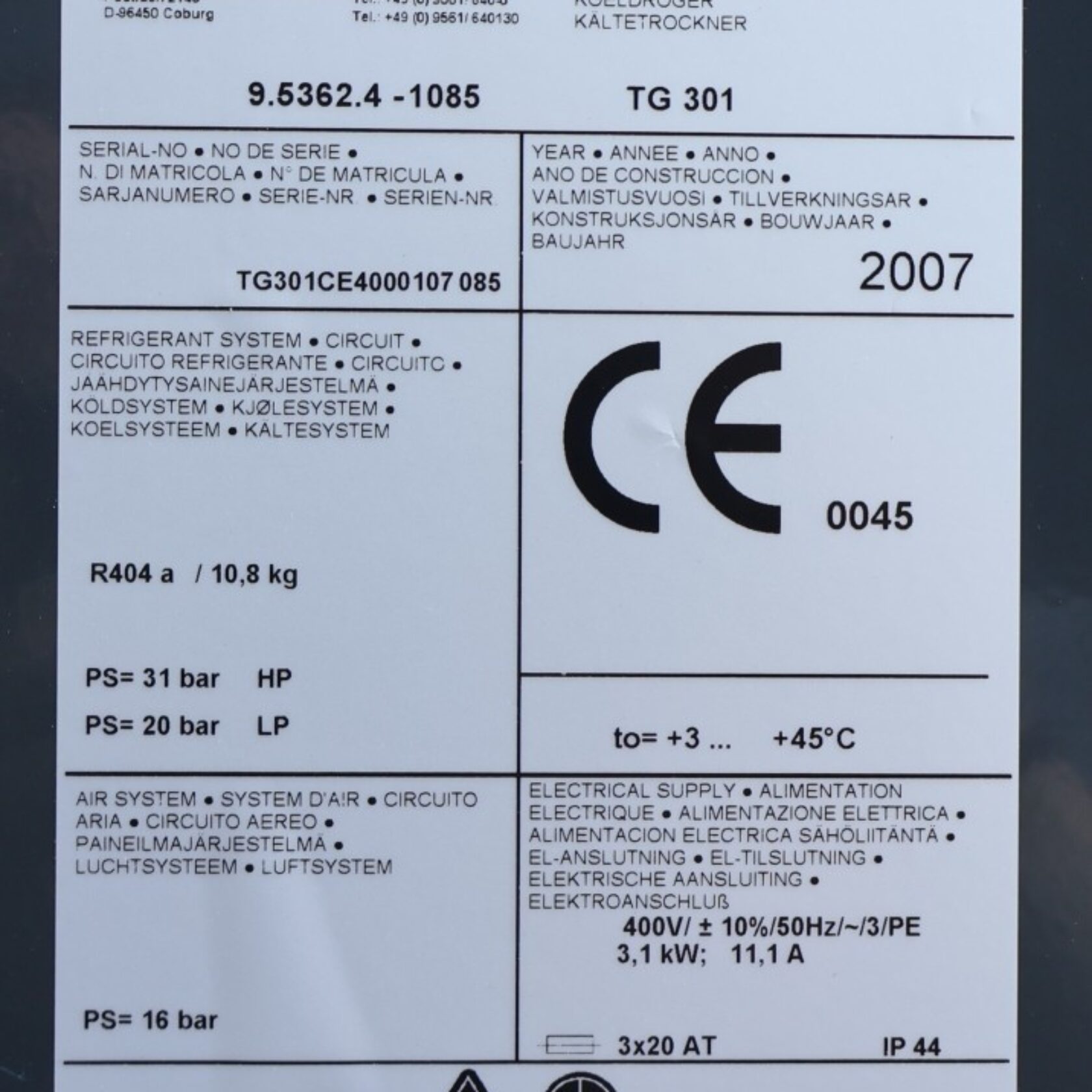 010775 Kaeser TG301 TG301 06