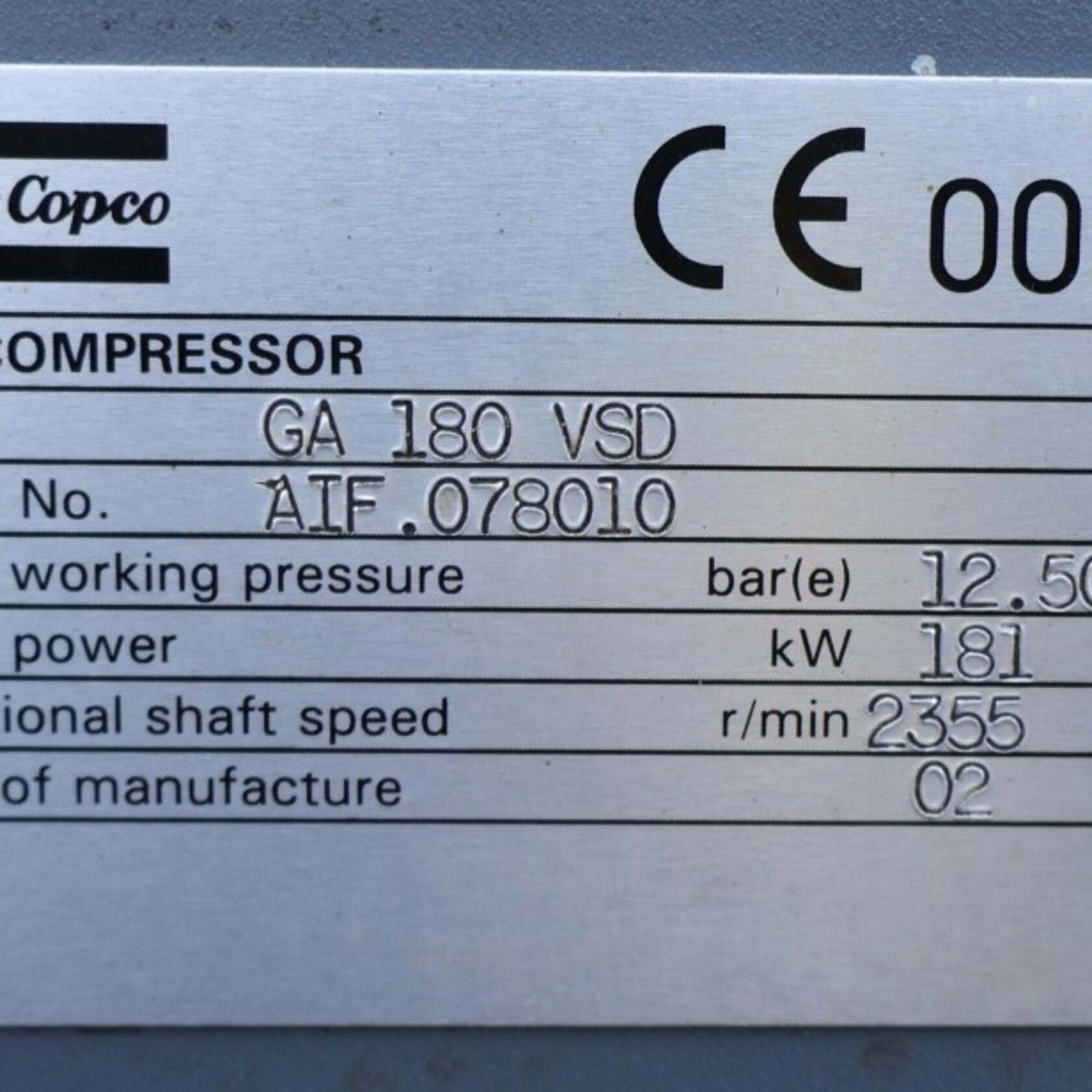 010897 Atlas Copco GA 180 VSD GA180VSD 20