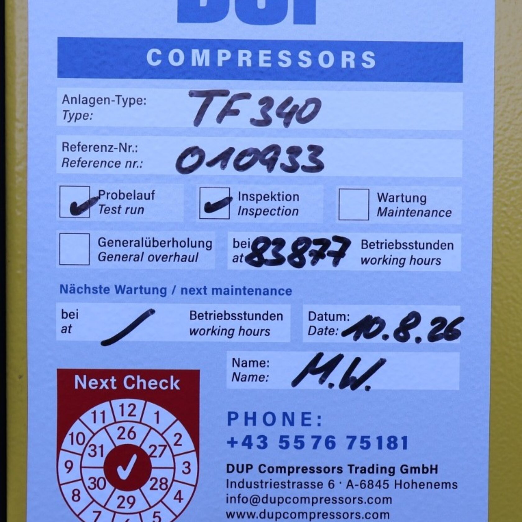010933 Kaeser TF 340 TF340 10