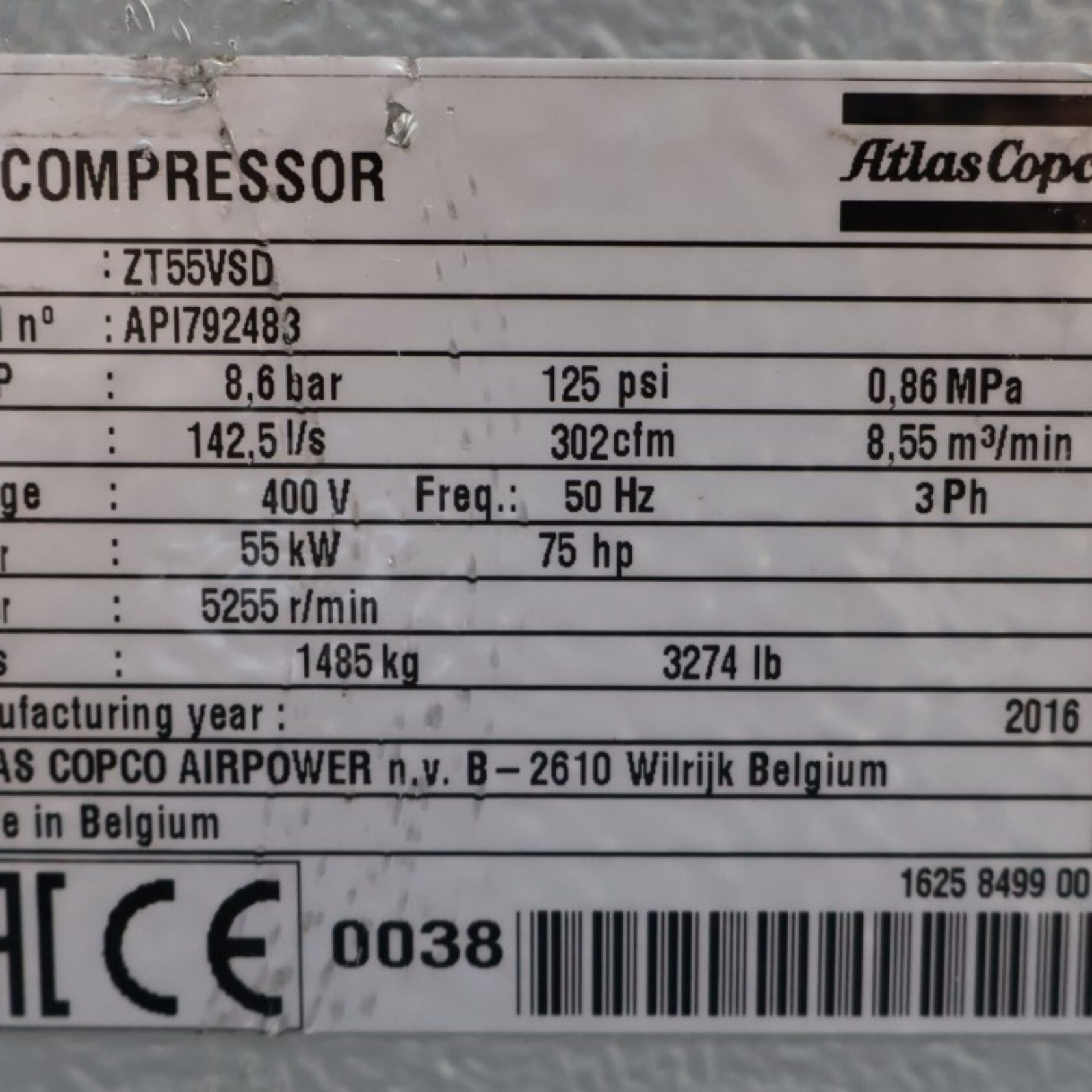 010982 Atlas Copco ZT 55 VSD ZT55VSD 20