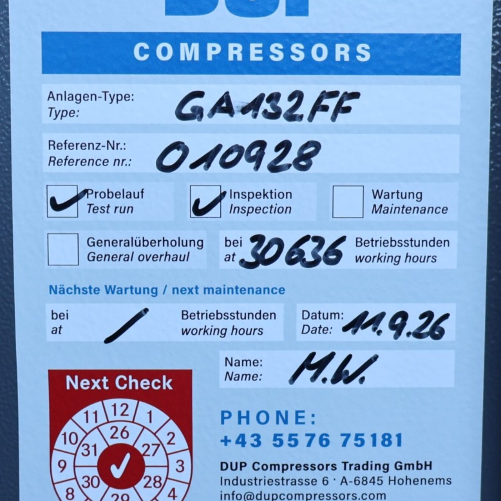 010928 Atlas Copco GA 132 FF GA132FF 28