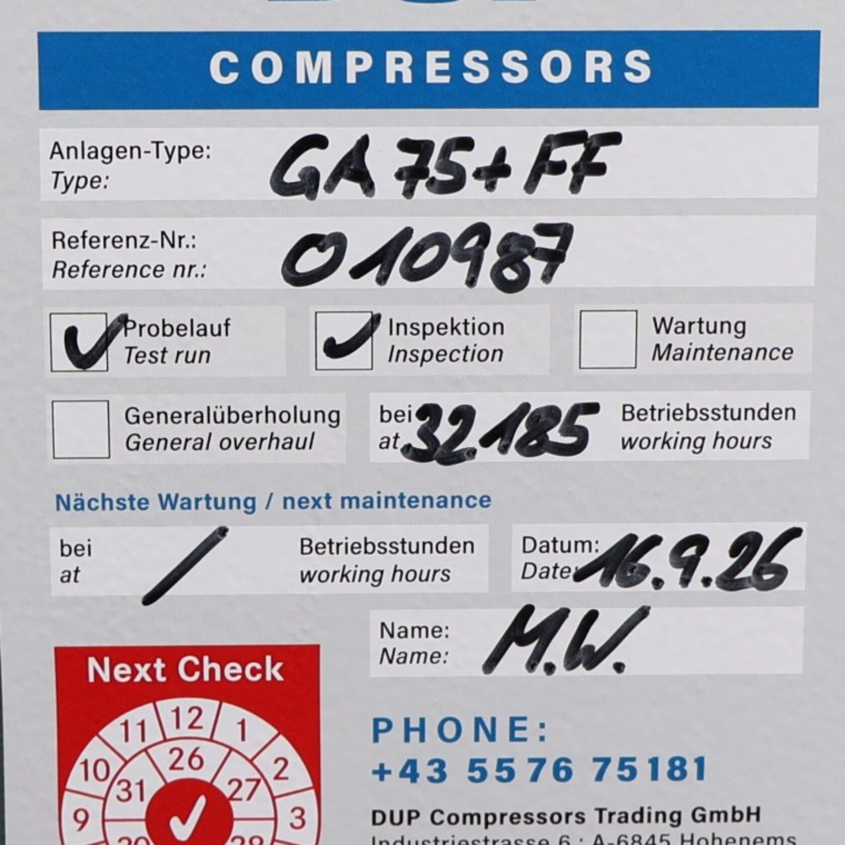 010987 Atlas Copco GA 75 + FF GA75+FF 17