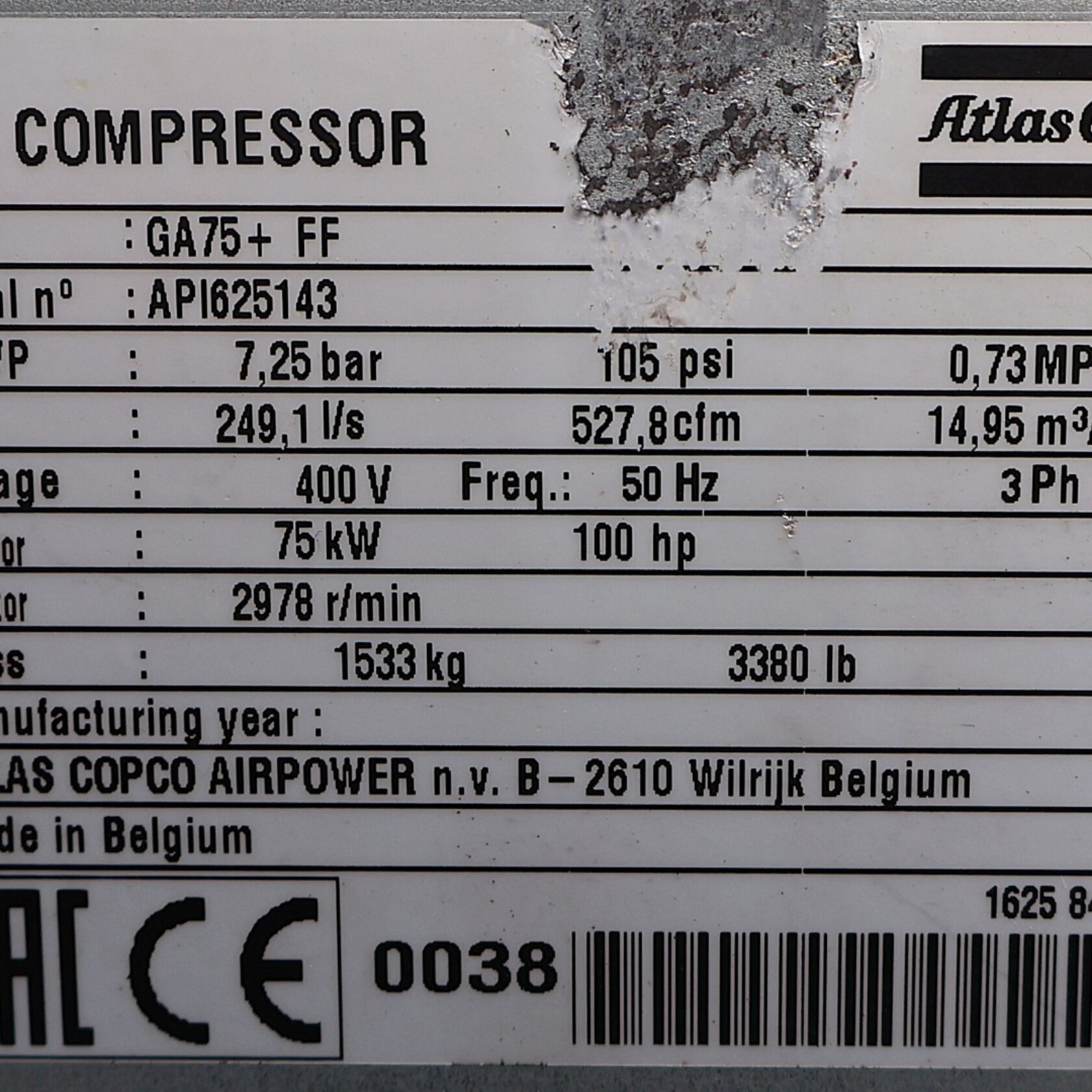 010987 Atlas Copco GA 75 + FF GA75+FF 18
