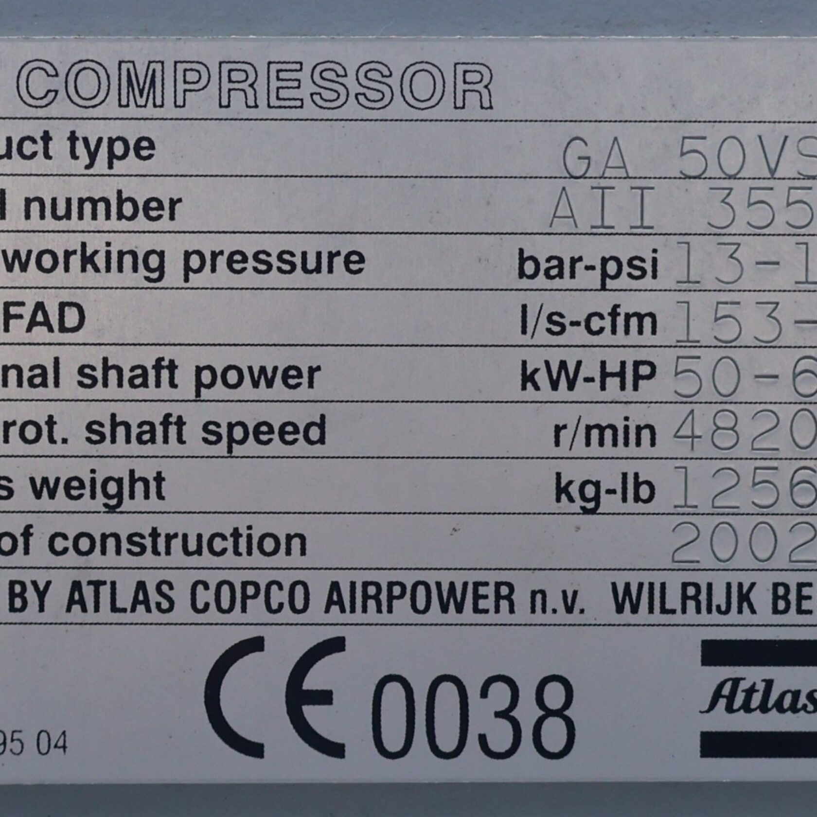 011009 Atlas Copco GA 50 VSD FF GA50VSDFF 18
